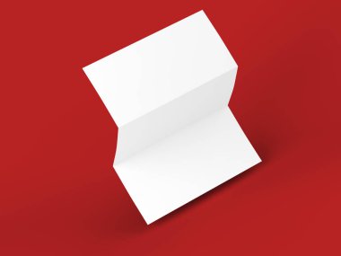 A4 formatında üç kat broşür açın mockup.3d illustartion