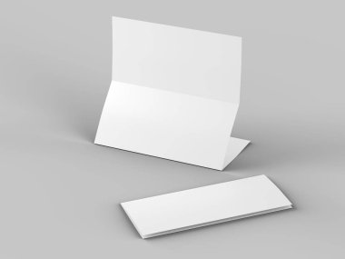 A4 formatında katlanmış üç katlı broşür mockup.3d illustartion