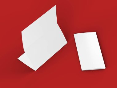 A4 formatında katlanmış üç katlı broşür mockup.3d illustartion