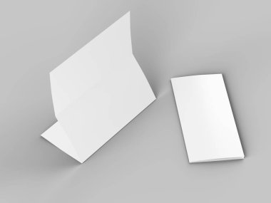 A4 formatında katlanmış üç katlı broşür mockup.3d illustartion