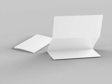A4 formatında katlanmış üç katlı broşür mockup.3d illustartion