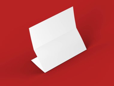 A4 formatında katlanmış üç katlı broşür mockup.3d illustartion