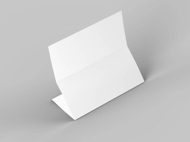 A4 formatında katlanmış üç katlı broşür mockup.3d illustartion