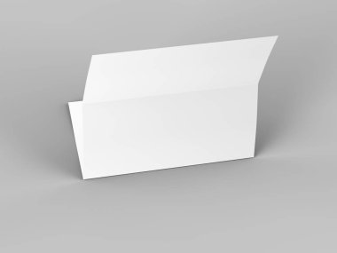 A4 formatında katlanmış üç katlı broşür mockup.3d illustartion