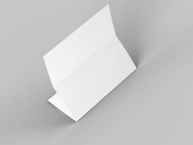 A4 formatında katlanmış üç katlı broşür mockup.3d illustartion