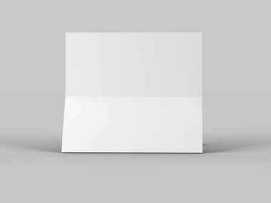 A4 formatında katlanmış üç katlı broşür mockup.3d illustartion