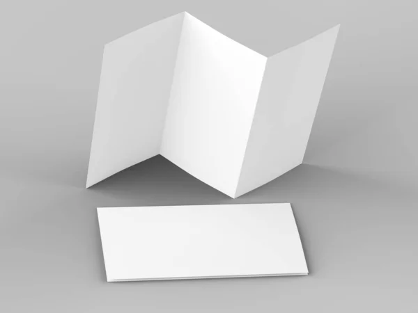 A4 formatında üç kat broşür açın mockup.3d illustartion