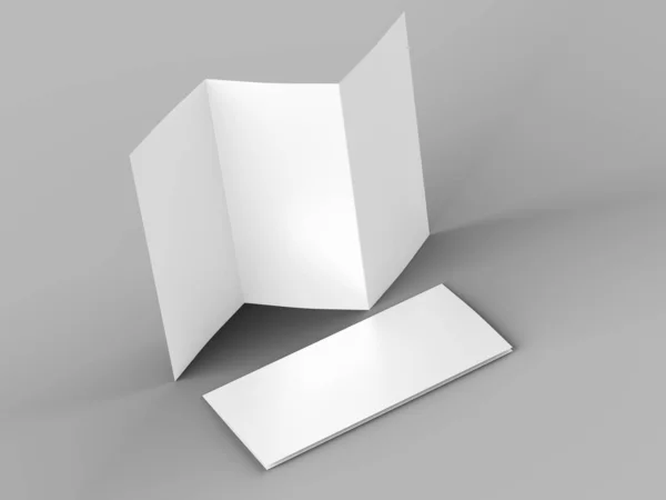 A4 formatında üç kat broşür açın mockup.3d illustartion