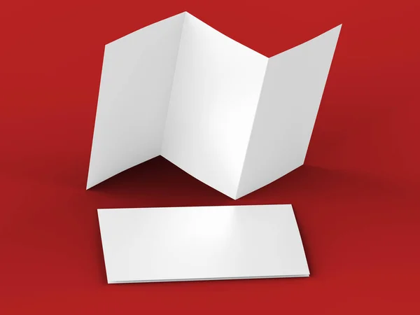 A4 formatında üç kat broşür açın mockup.3d illustartion