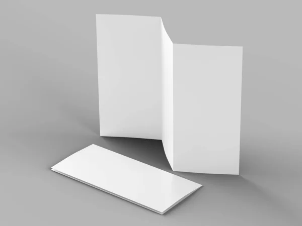 A4 formatında üç kat broşür açın mockup.3d illustartion