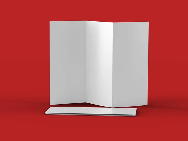 A4 formatında üç kat broşür açın mockup.3d illustartion