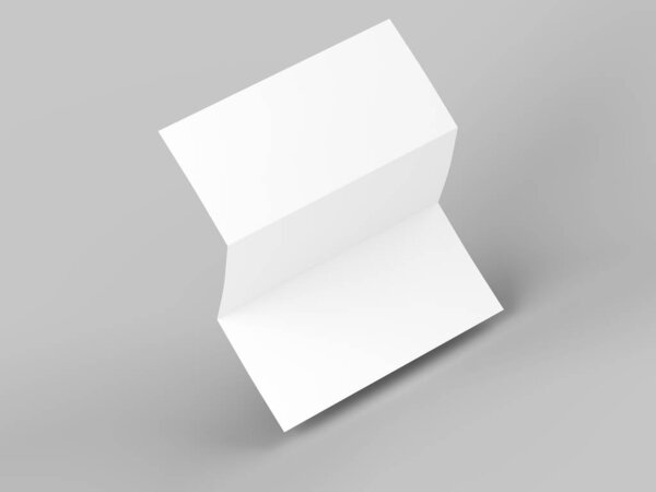 Open trifold brochure in A4 format mockup.3d illustartion