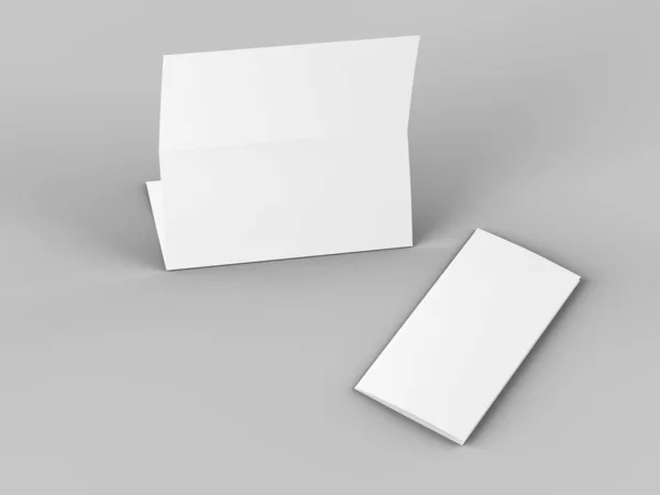 折りたたみ三つ折りパンフレット A4形式のモックアップ 3Dイルスタミオン — ストック写真