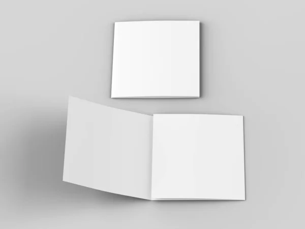 Otwarta Ulotka Tri Składany Formacie Kwadratowym Ilustracja — Zdjęcie stockowe