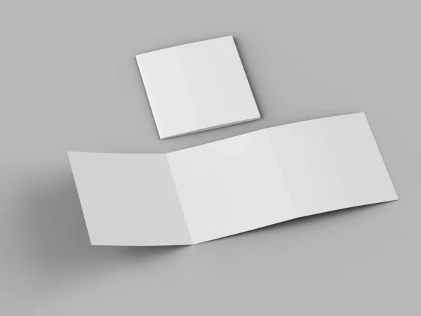 Offene Dreigefaltete Broschüre Quadratischen Format Illustration lizenzfreie Stockbilder