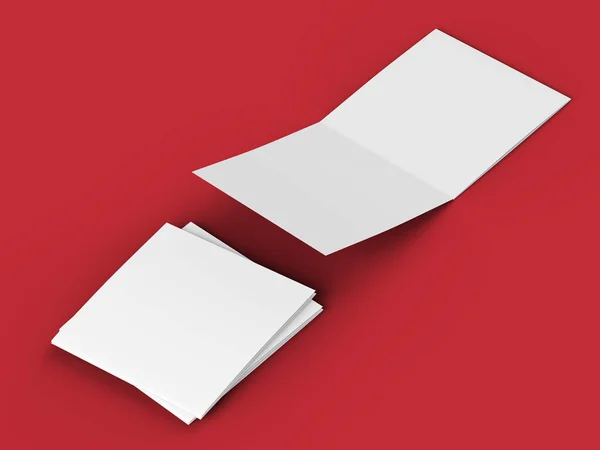 Open Tri Folded Leaflet Square Format Illustration — Stock Photo, Image