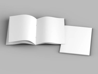 A4 formatında açık dergi, dikey konum. - 3d illüstrasyon