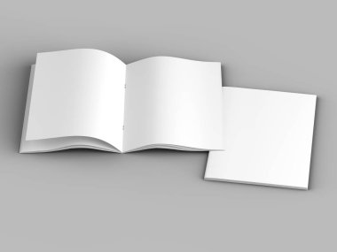 A4 formatında açık dergi, dikey konum. - 3d illüstrasyon