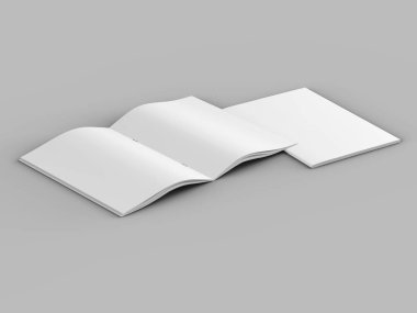 A4 formatında açık dergi, dikey konum. - 3d illüstrasyon