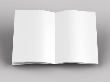A4 formatında açık dergi, dikey konum. - 3d illüstrasyon
