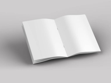 A4 formatında açık dergi, dikey konum. - 3d illüstrasyon