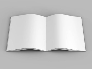 A4 formatında açık dergi, dikey konum. - 3d illüstrasyon