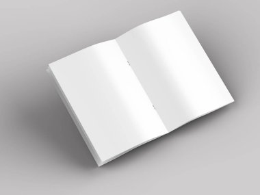A4 formatında açık dergi, dikey konum. - 3d illüstrasyon