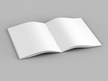 A4 formatında açık dergi, dikey konum. - 3d illüstrasyon