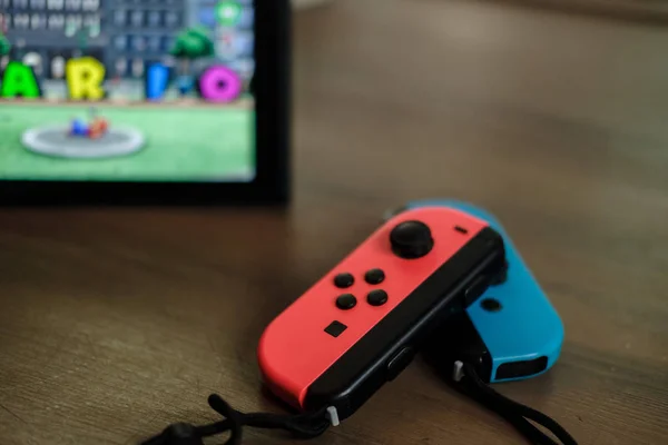 Anapa Federação Russa Julho 2018 Joy Con Controllers Console Nintendo — Fotografia de Stock