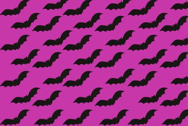 Kağıt yarasalar desen pembe bir arka plan üzerinde. Cadılar Bayramı kavramı.