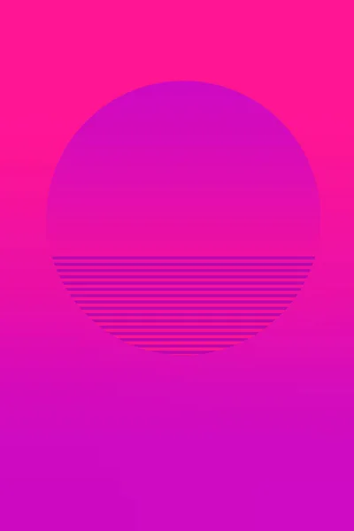 Retrowave Zon Logo Cirkel Geometrische Kleurovergang Symbool Futuristische Cyberpunk Neon — Stockfoto
