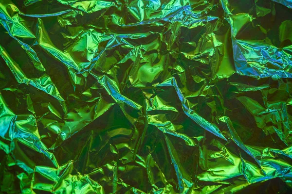Holografik Gerçek Dokusu Kıvrımları Usulsüzlükler Ile Yanardöner Mavi Yeşil Renklerde — Stok fotoğraf