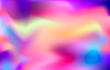 Holografik arka plan. Renkli pürüzsüz degrade, hologram renk arka plan. 90s, 80s retro tarzı. Broşür, afiş, duvar kağıdı, mobil ekran için yanardöner grafik şablonu. 