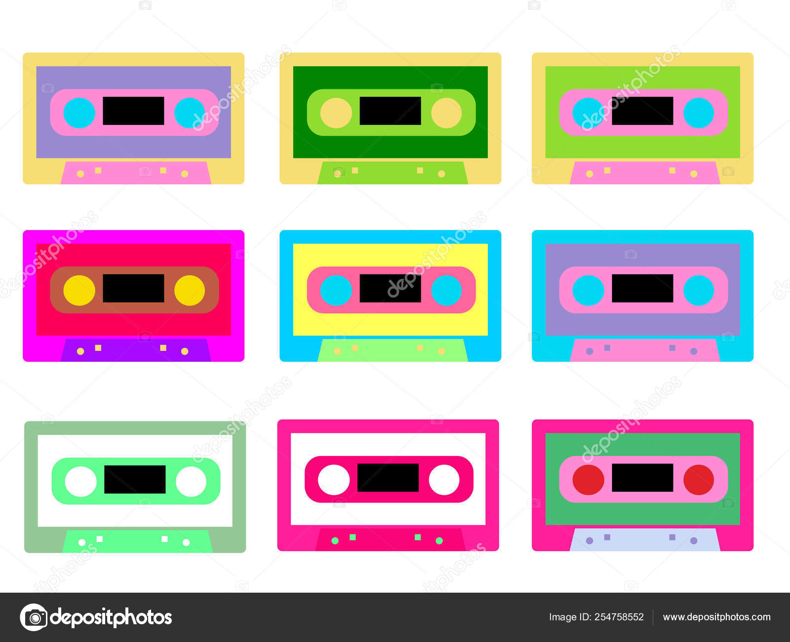 Set of retro audio cassettes tape Royalty Free Vector Image