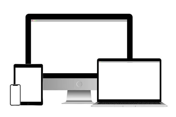 Смартфон, планшет, ноутбук и настольный компьютер — стоковое фото