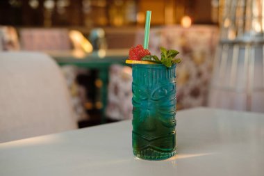 Blue Curacao cocktail, alcoholic drink  clipart