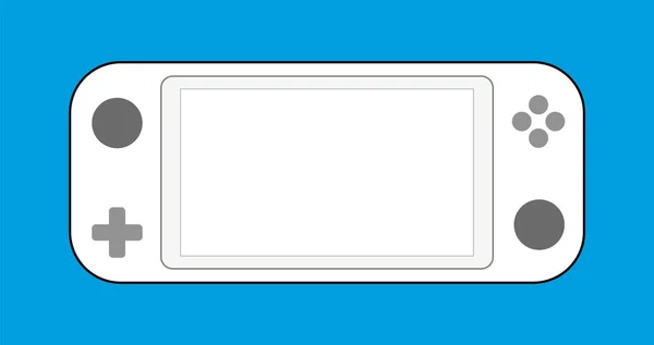 白色便携式视频游戏控制台 蓝色背景上用于视频游戏的手持小工具 用于设计 应用和 Web 的插图 模拟起来 — 图库矢量图片