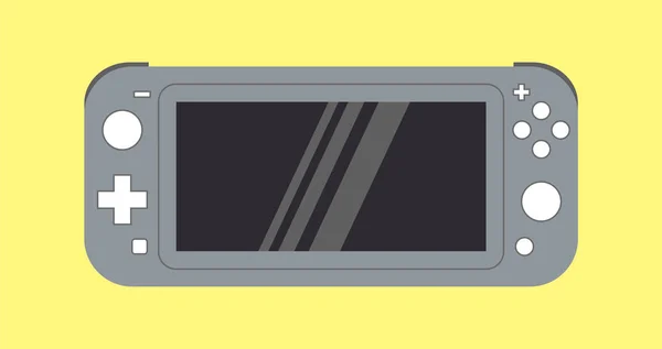 アナパ ロシア連邦 2019年7月10日 ニンテンドースイッチライト グレーポータブルビデオゲームコンソール 黄色の背景にビデオゲームのためのハンドヘルドガジェット — ストックベクタ