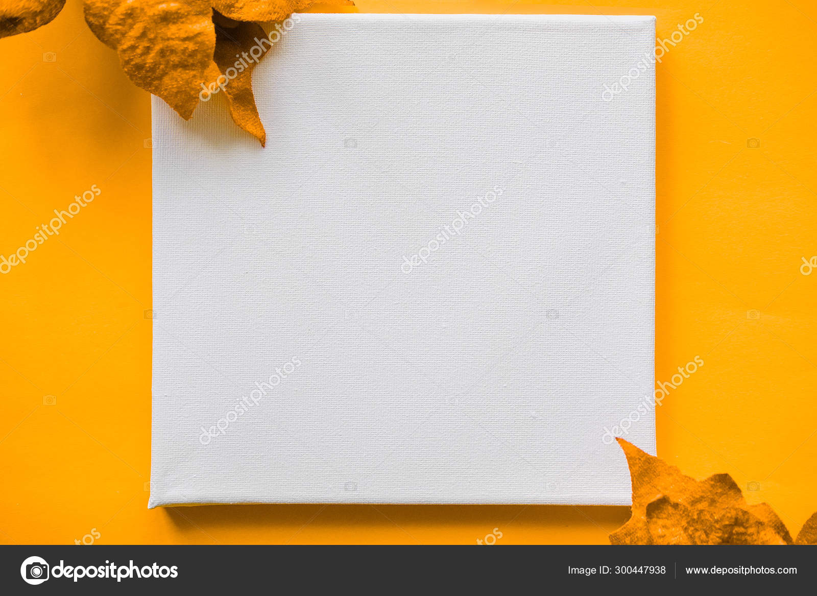 Download White Poster Mockup Yellow Background Christmas Decoration Blank Canvas Mockup Stock Photo Image By C Skvalval 300447938