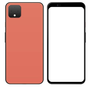 Anapa, Rusya Federasyonu - 17 Ekim 2019: Google Pikseli 4. Akıllı telefon beyaz ekran ile modellenir. Uygulama, web, sunum, tasarım.