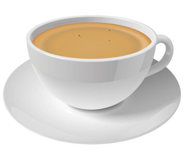 İzole edilmiş beyaz kahve espresso. Kafe menüsü ve tasarımı için gerçekçi illüstrasyon kupaları