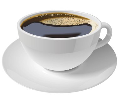 İzole edilmiş beyaz kahve americano kahvesi. Kafe menüsü ve tasarımı için gerçekçi illüstrasyon kupaları