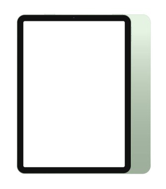 Anapa, Rusya Federasyonu - 18 Eylül 2020: iPad Air Green Color by Apple. Tablet, Pad beyaz ekran kullanın. Öne ve arkaya. Uygulama, web, sunum, tasarım için Vektör İllüstrasyonu.