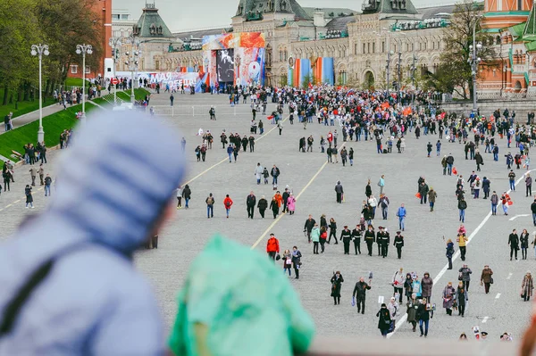 Moscú Rusia Mayo 2017 Procesión Día Victoria Miles Personas Marchan — Foto de Stock