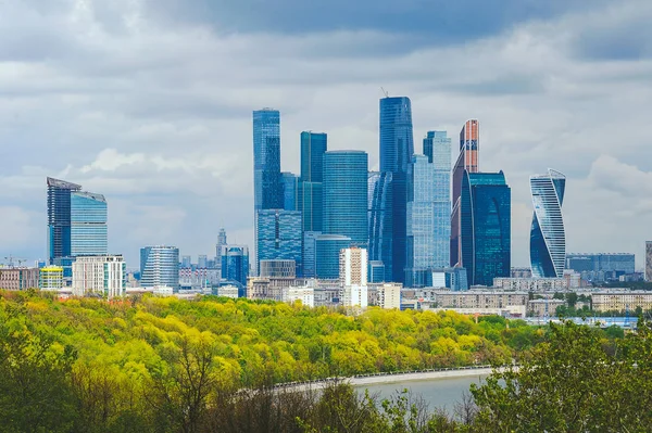 Широкоугольный Взгляд Жилищное Финансовое Развитие Москвы Россия — стоковое фото