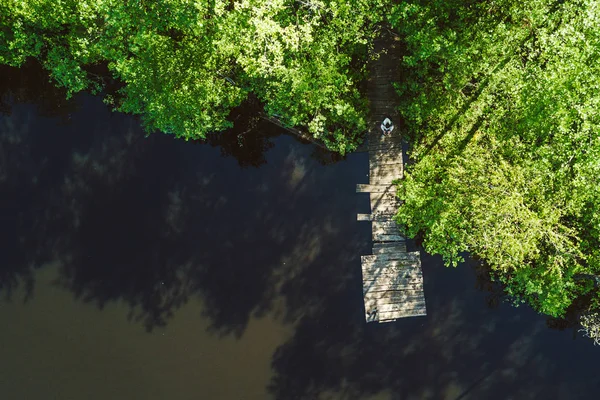 Вид Воздуха Маленькое Озеро Уезде Кайсиадорай Литва — стоковое фото