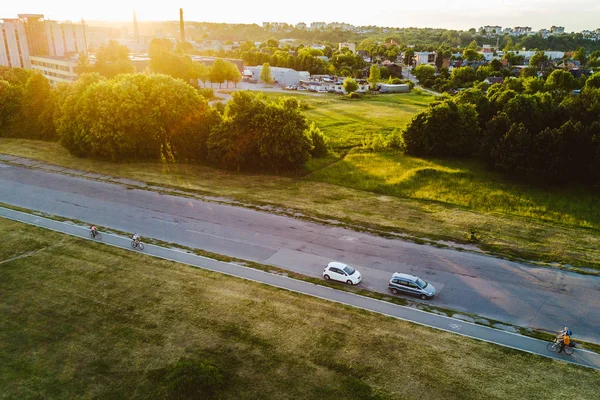 Flygbild Cykel Körfält Kaunas Litauen Kaunas Den Näst Största Staden — Stockfoto