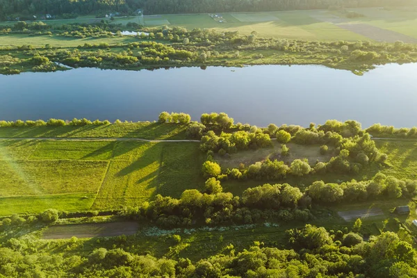 Vista Aérea Del Dron Del Río Nemunas Importante Río Europa — Foto de Stock