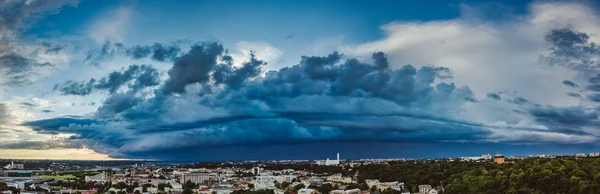 Céu Dramático Vista Aérea Centro Cidade Kaunas Kaunas Segunda Maior — Fotografia de Stock