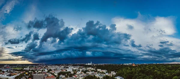 Драматическое Небо Вид Воздуха Центр Каунаса Каунас Является Вторым Величине — стоковое фото